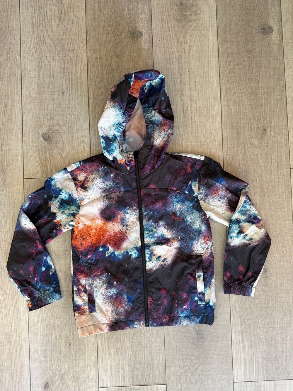 all in motion Kids Multicolor Galaxy Print Hooded Windbreaker